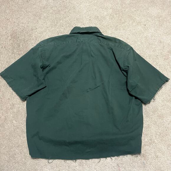 Polo Ralph Lauren Canvas Cotton Distressed Green Short Sleeve Button Up Large - Picture 3 of 6